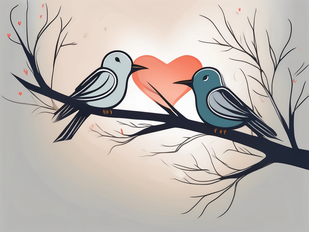 Two birds on a tree branch