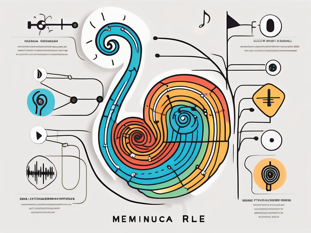 A simplified and colorful cochlear nerve in the shape of a snail