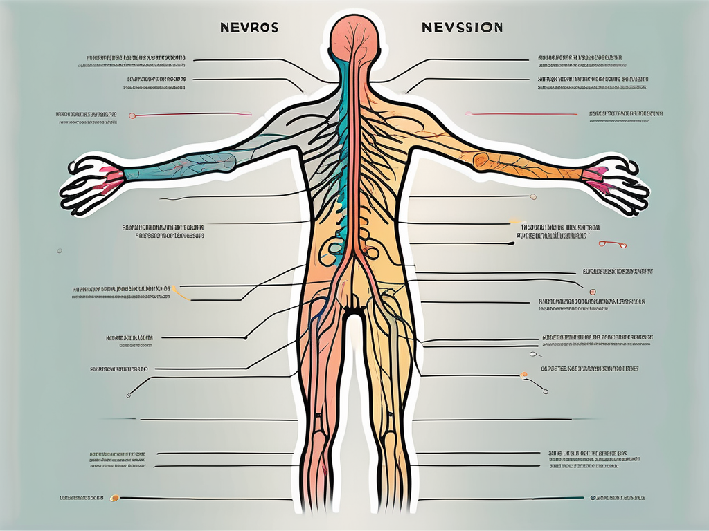 A simplified and colorful representation of the human nervous system